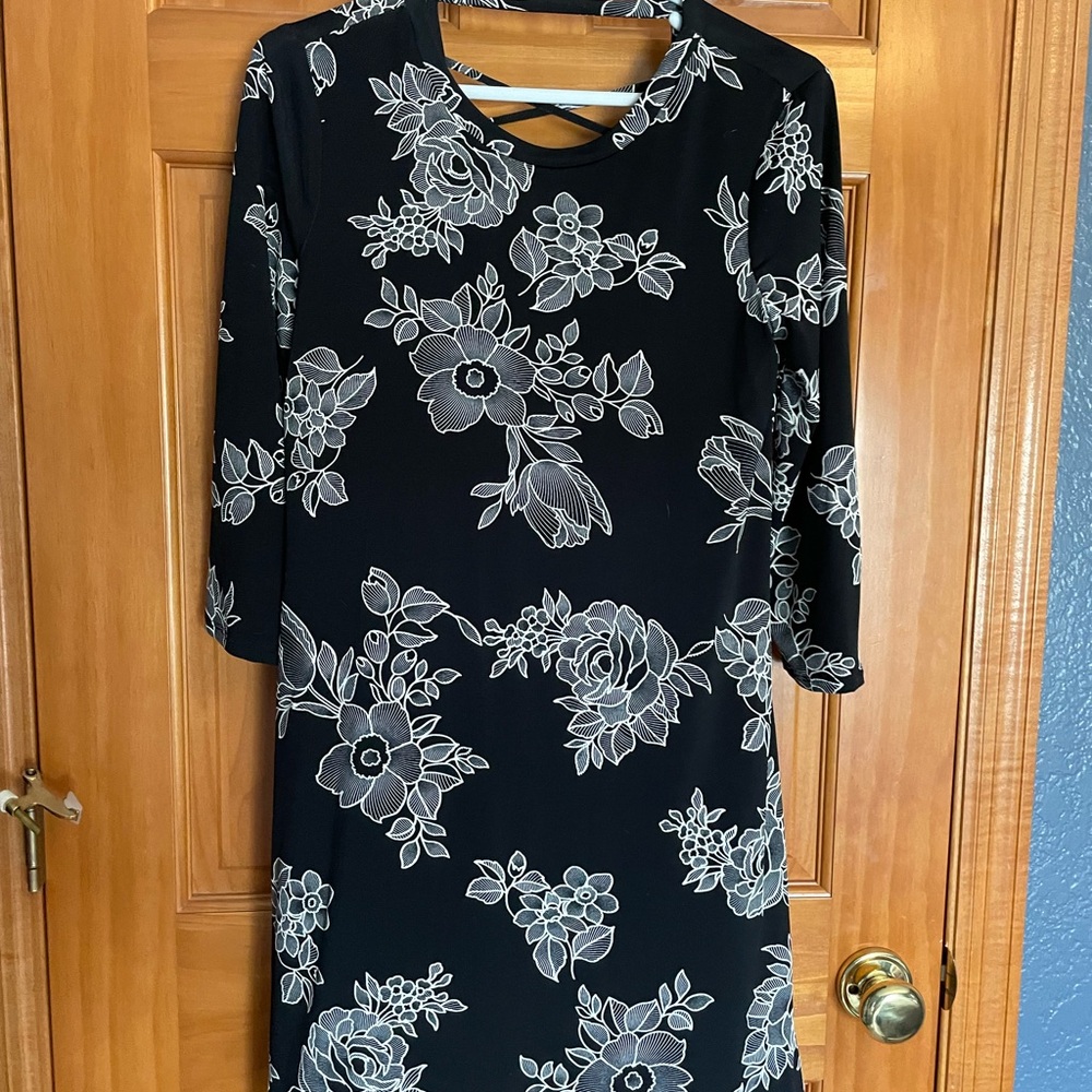 Black and white knee length dress